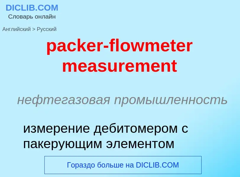 Как переводится packer-flowmeter measurement на Русский язык