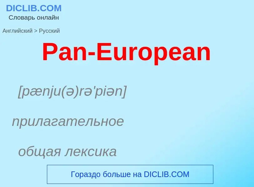 Как переводится Pan-European на Русский язык