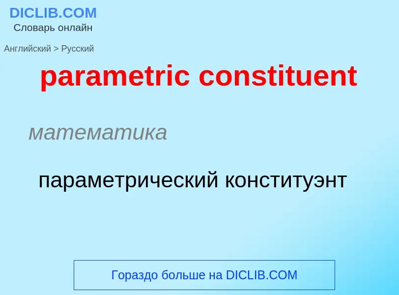 Как переводится parametric constituent на Русский язык