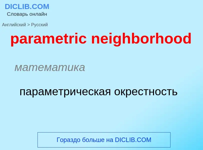 Как переводится parametric neighborhood на Русский язык