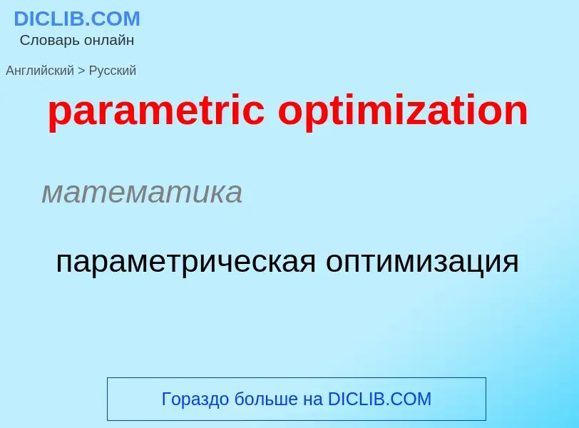 Как переводится parametric optimization на Русский язык