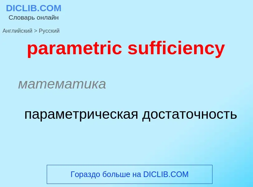 Как переводится parametric sufficiency на Русский язык