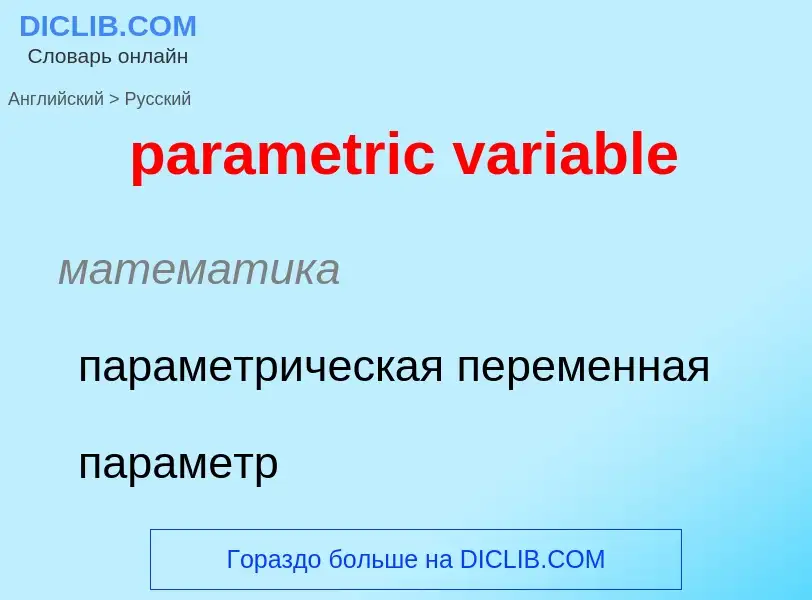 Как переводится parametric variable на Русский язык