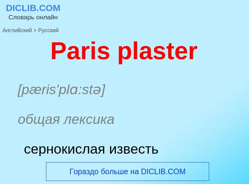 Как переводится Paris plaster на Русский язык