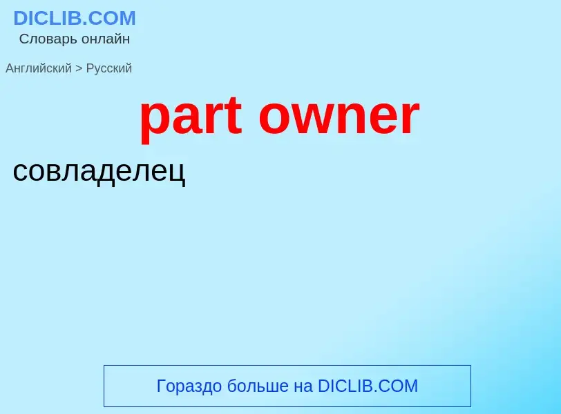 Как переводится part owner на Русский язык