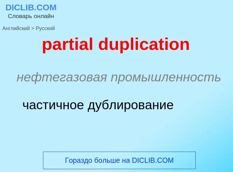 Como se diz partial duplication em Russo? Tradução de &#39partial duplication&#39 em Russo