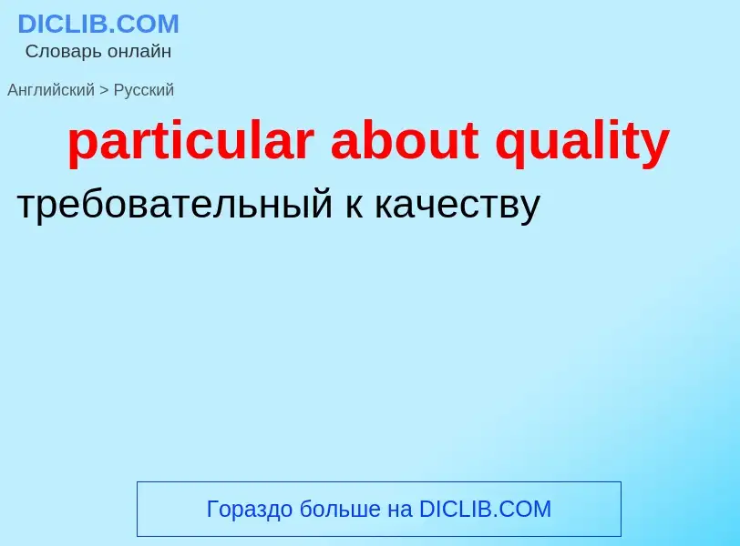 Как переводится particular about quality на Русский язык