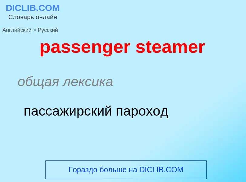 Как переводится passenger steamer на Русский язык