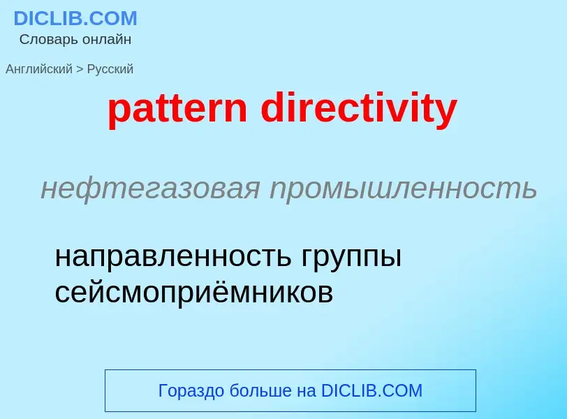 Как переводится pattern directivity на Русский язык