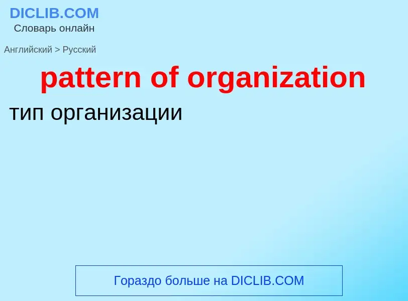 Как переводится pattern of organization на Русский язык