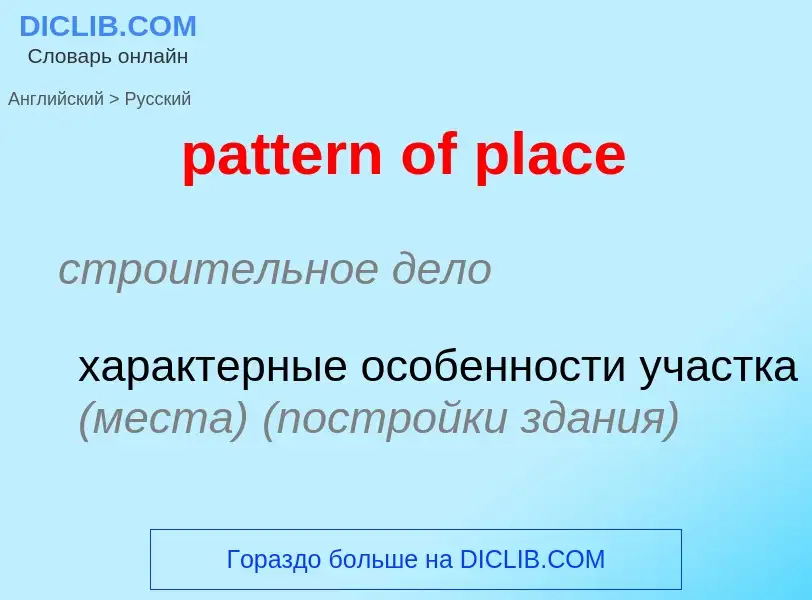 Как переводится pattern of place на Русский язык