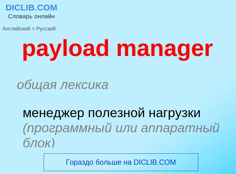 Как переводится payload manager на Русский язык