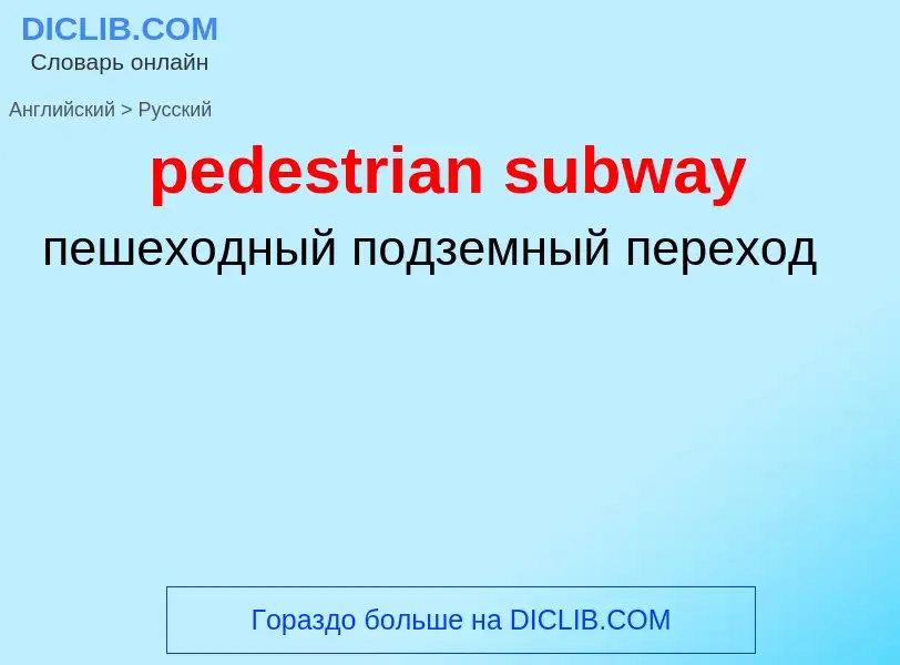 Как переводится pedestrian subway на Русский язык