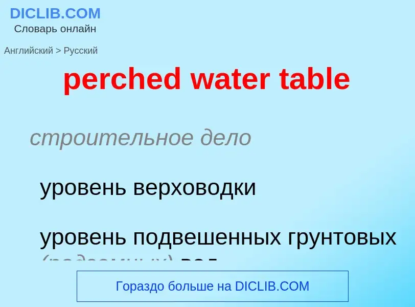 Как переводится perched water table на Русский язык