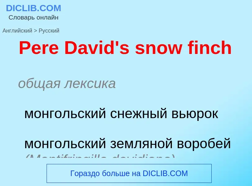 ¿Cómo se dice Pere David's snow finch en Ruso? Traducción de &#39Pere David's snow finch&#39 al Ruso