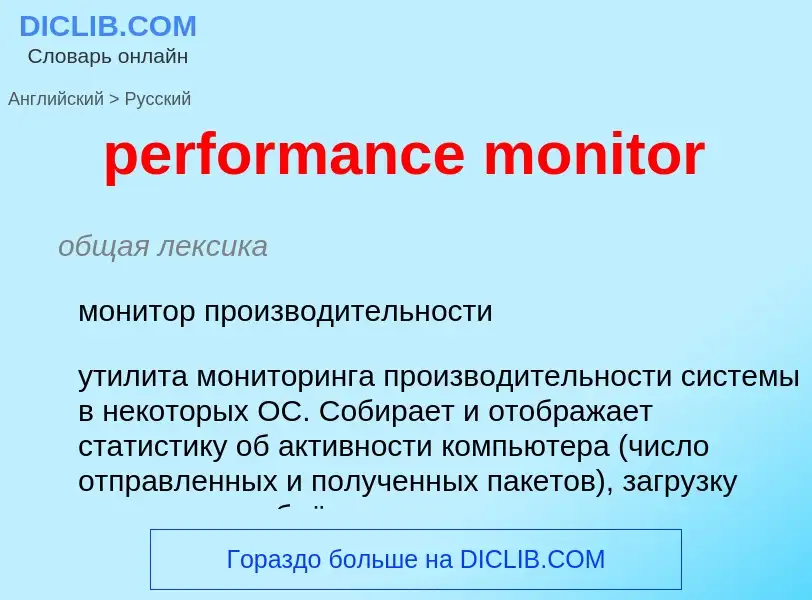 Как переводится performance monitor на Русский язык