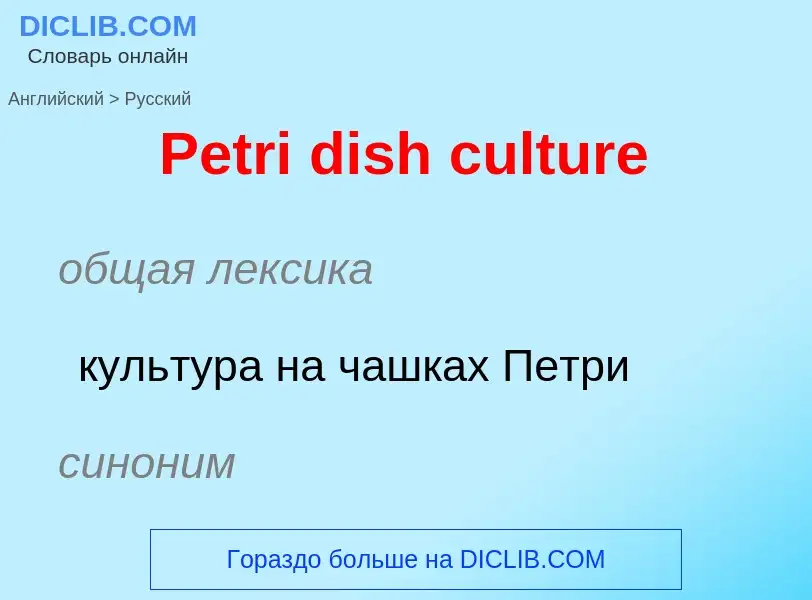 Как переводится Petri dish culture на Русский язык