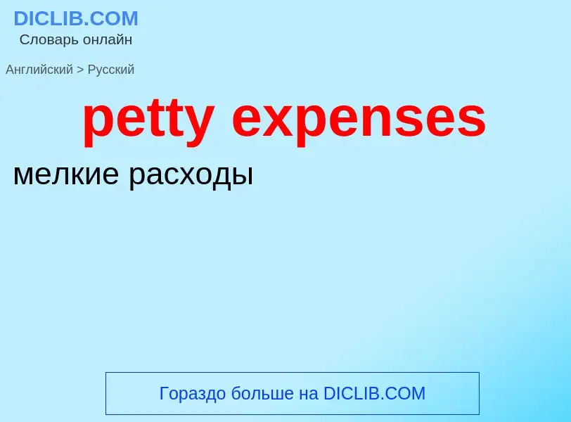 Как переводится petty expenses на Русский язык