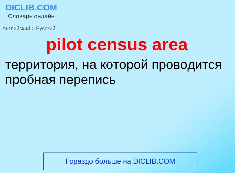 Как переводится pilot census area на Русский язык