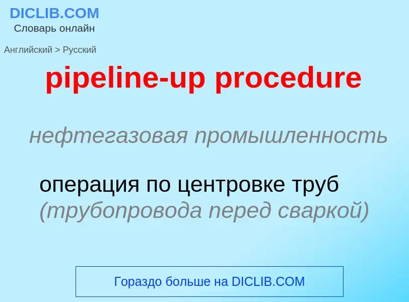 Vertaling van &#39pipeline-up procedure&#39 naar Russisch