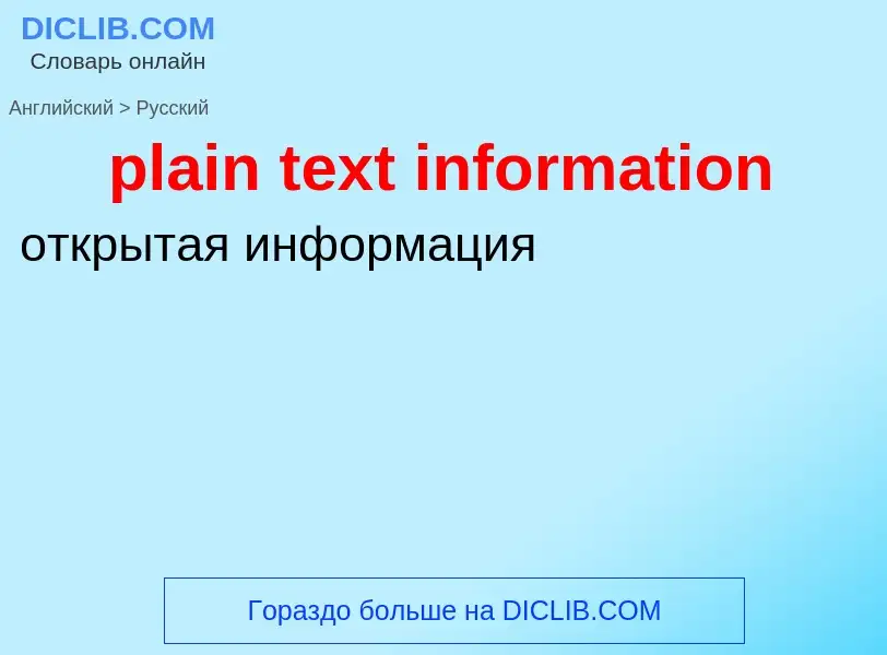 Как переводится plain text information на Русский язык