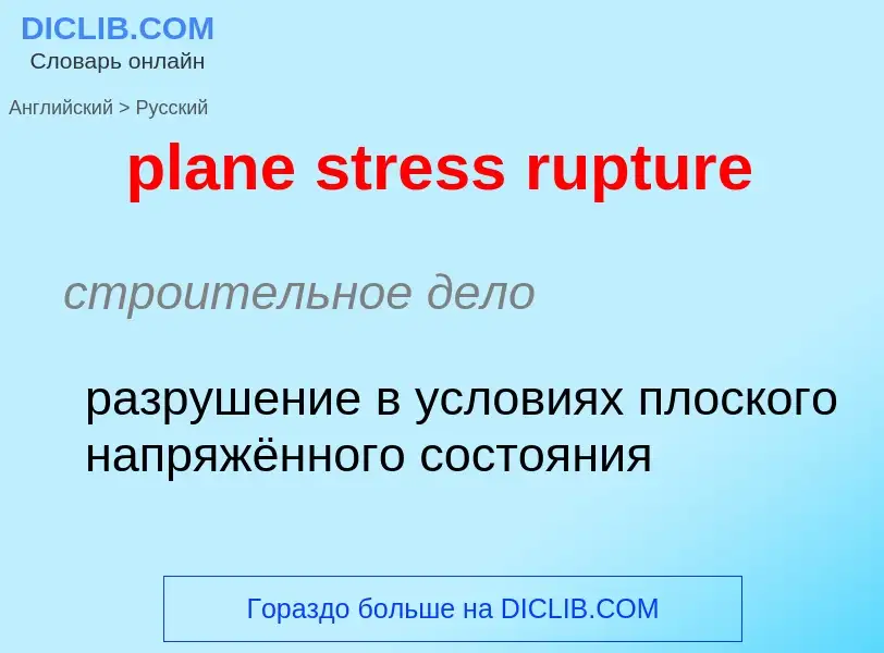 Как переводится plane stress rupture на Русский язык