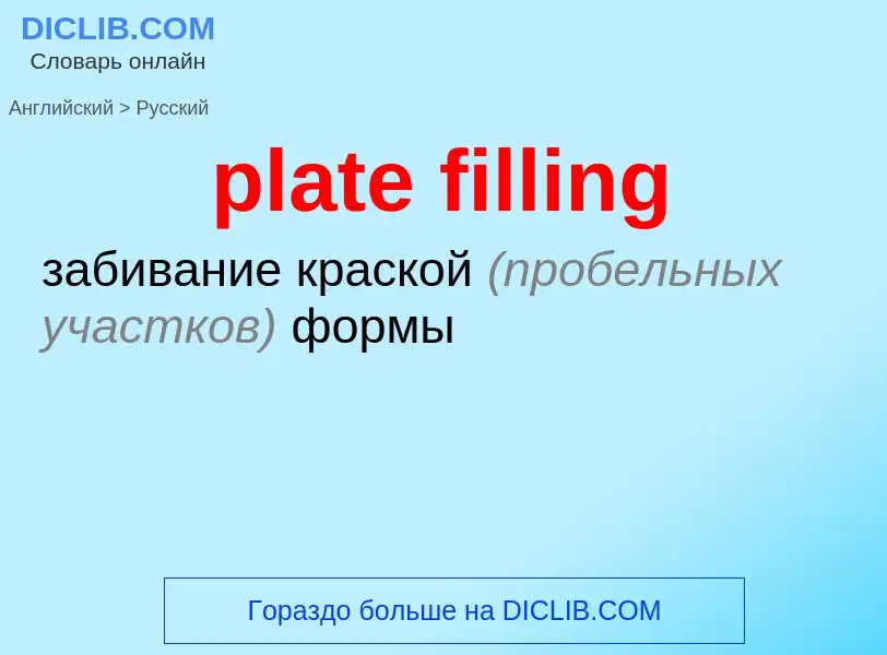 Как переводится plate filling на Русский язык