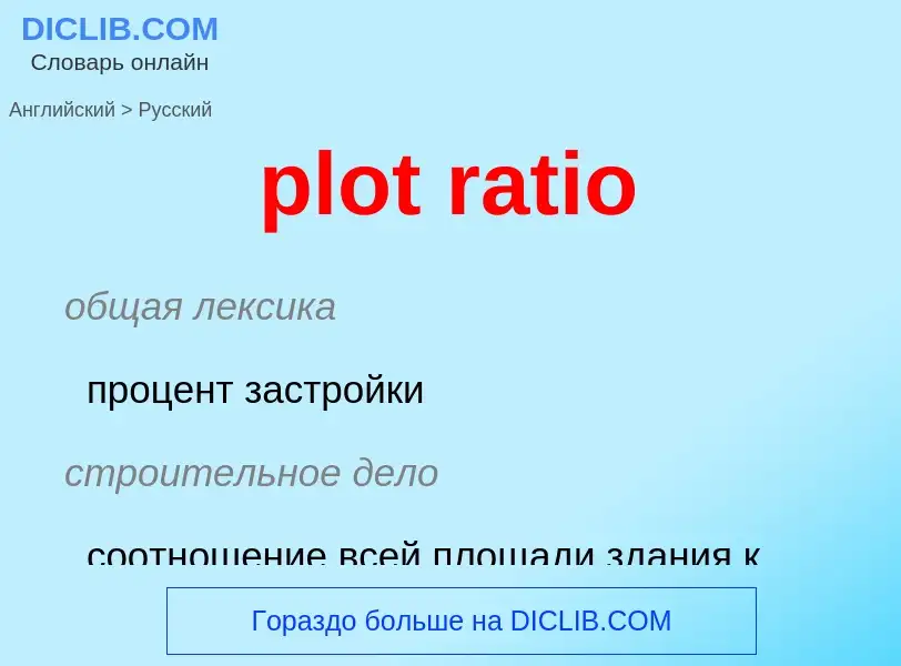 Как переводится plot ratio на Русский язык