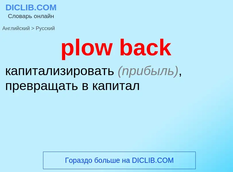 Как переводится plow back на Русский язык