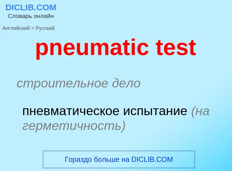 Как переводится pneumatic test на Русский язык