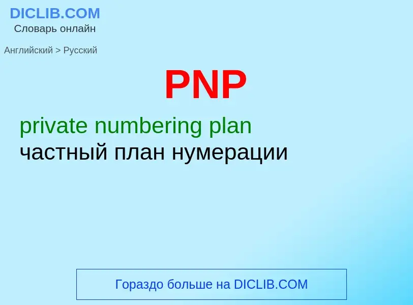 Как переводится PNP на Русский язык