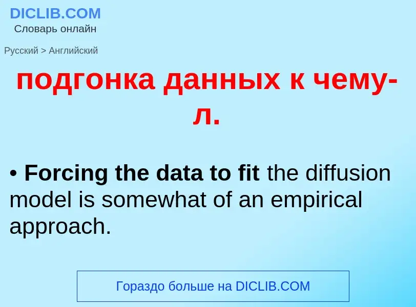 ¿Cómo se dice подгонка данных к чему-л. en Inglés? Traducción de &#39подгонка данных к чему-л.&#39 a