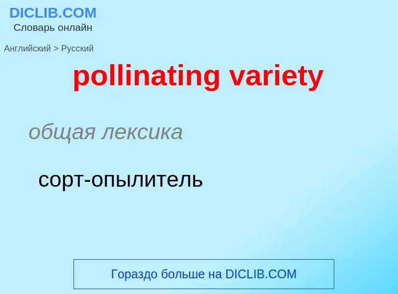 ¿Cómo se dice pollinating variety en Ruso? Traducción de &#39pollinating variety&#39 al Ruso