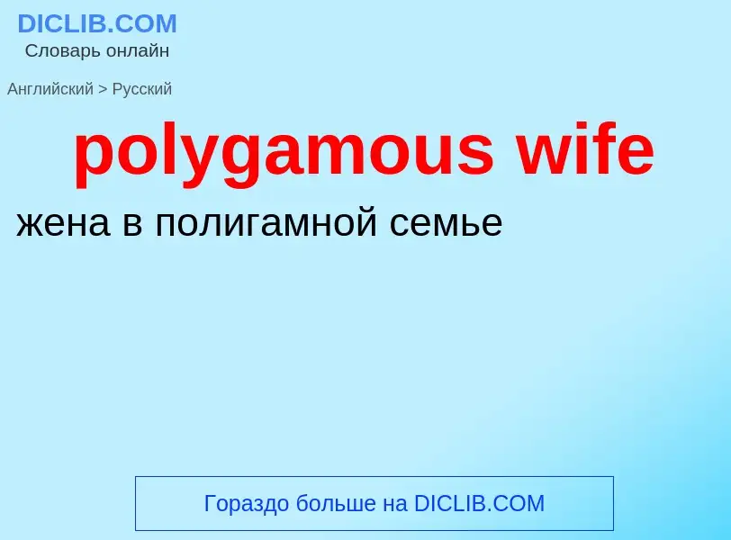 Como se diz polygamous wife em Russo? Tradução de &#39polygamous wife&#39 em Russo