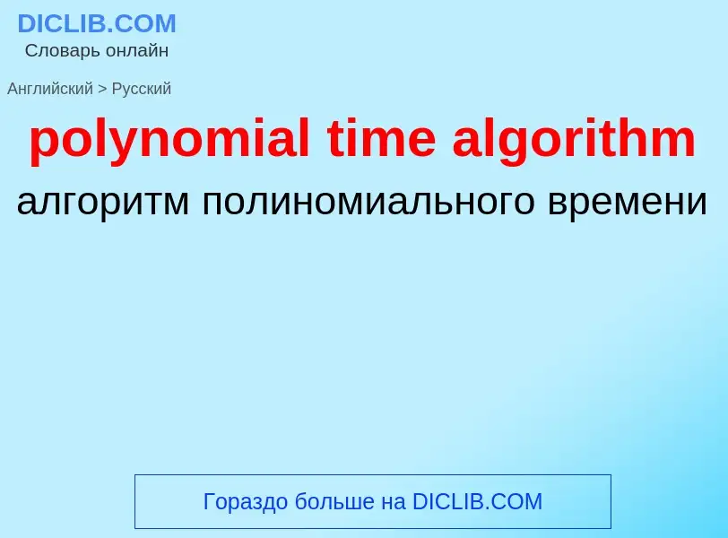 Как переводится polynomial time algorithm на Русский язык