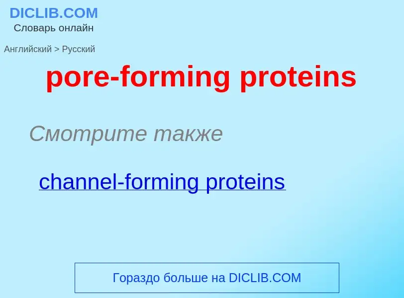 ¿Cómo se dice pore-forming proteins en Ruso? Traducción de &#39pore-forming proteins&#39 al Ruso