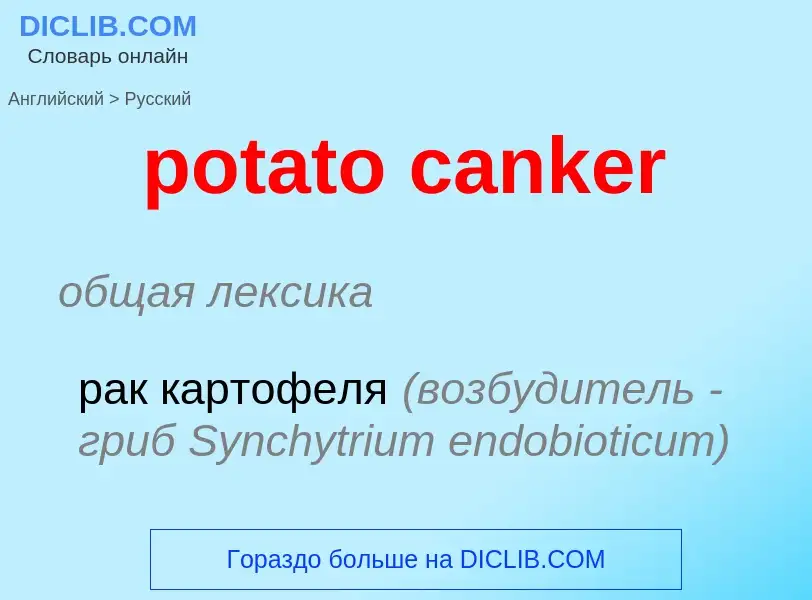 ¿Cómo se dice potato canker en Ruso? Traducción de &#39potato canker&#39 al Ruso