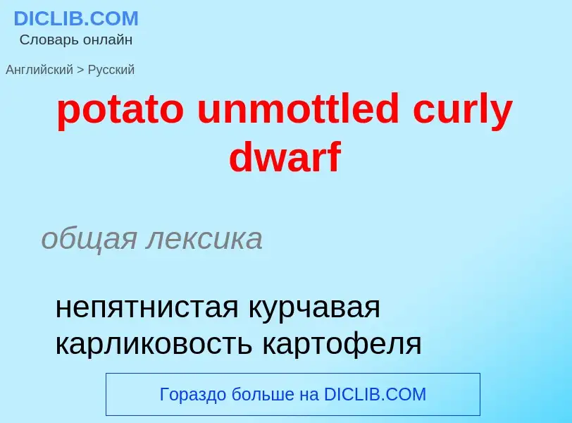 Vertaling van &#39potato unmottled curly dwarf&#39 naar Russisch