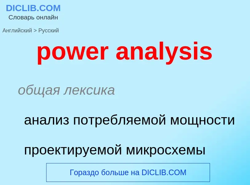 Как переводится power analysis на Русский язык