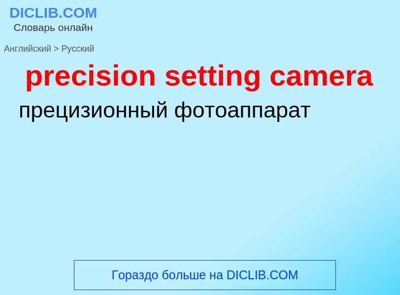 Как переводится precision setting camera на Русский язык