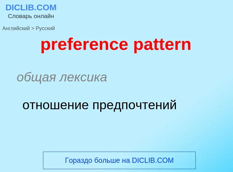 What is the Russian for preference pattern? Translation of &#39preference pattern&#39 to Russian