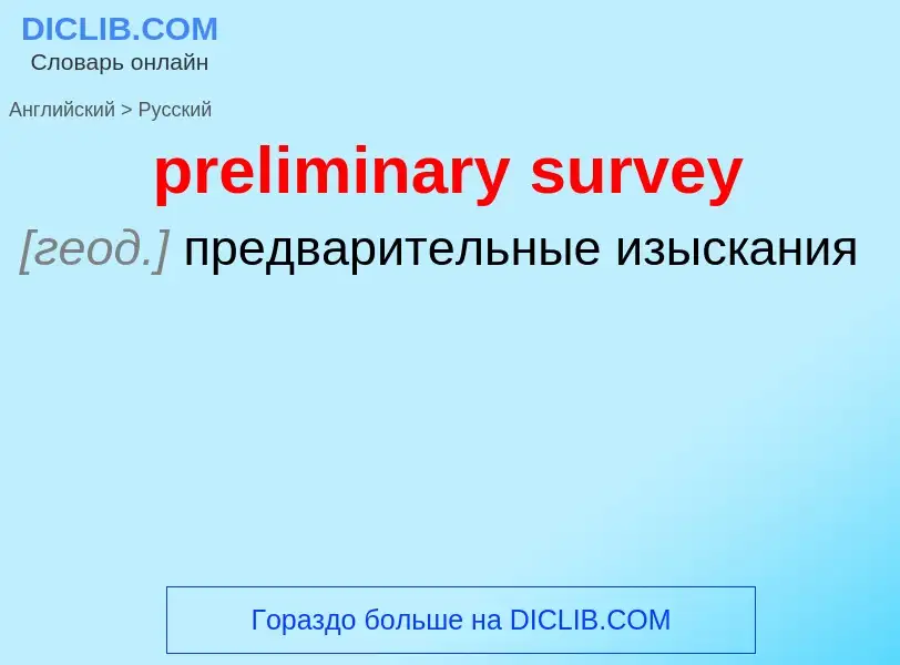 Как переводится preliminary survey на Русский язык