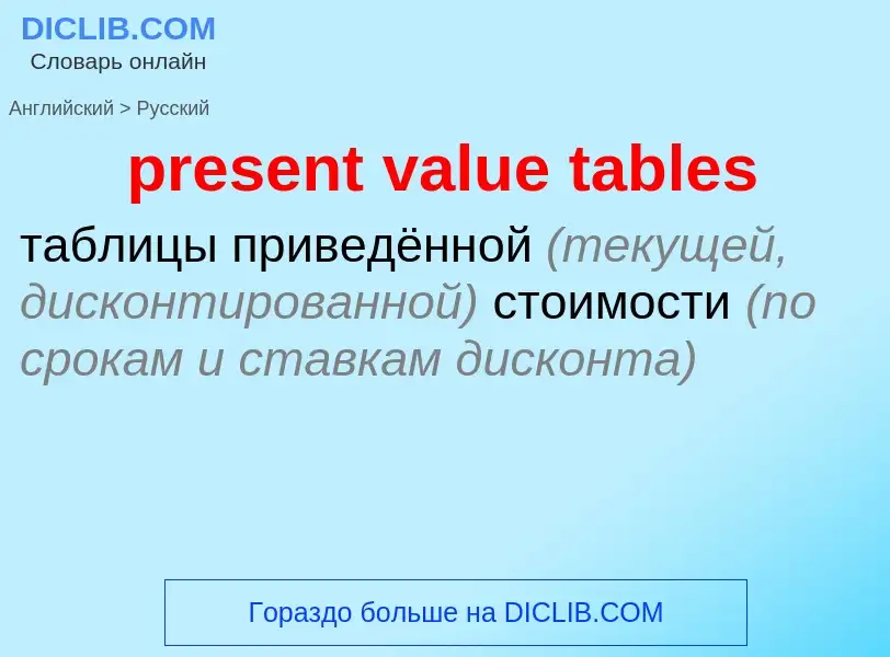 Как переводится present value tables на Русский язык