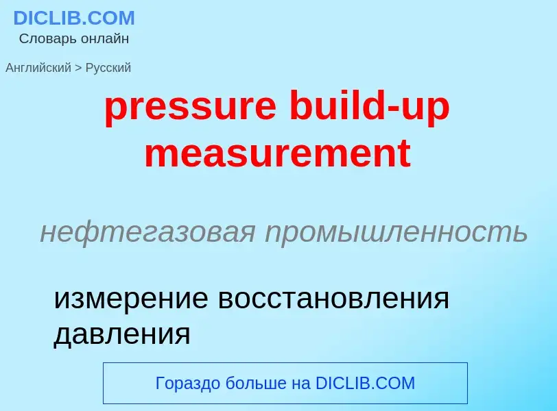 What is the Russian for pressure build-up measurement? Translation of &#39pressure build-up measurem