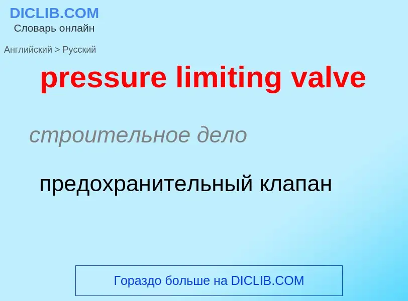 Как переводится pressure limiting valve на Русский язык