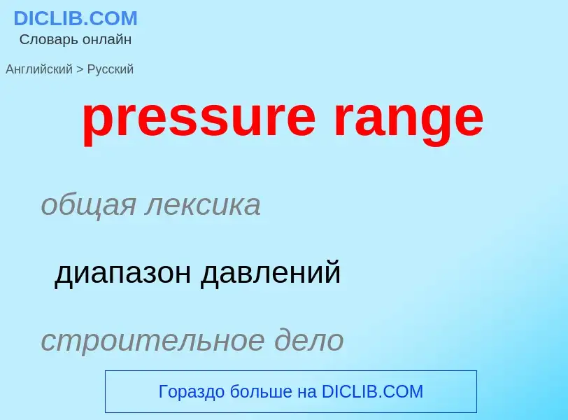 Как переводится pressure range на Русский язык