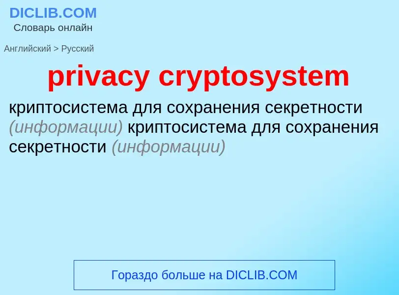 What is the Russian for privacy cryptosystem? Translation of &#39privacy cryptosystem&#39 to Russian