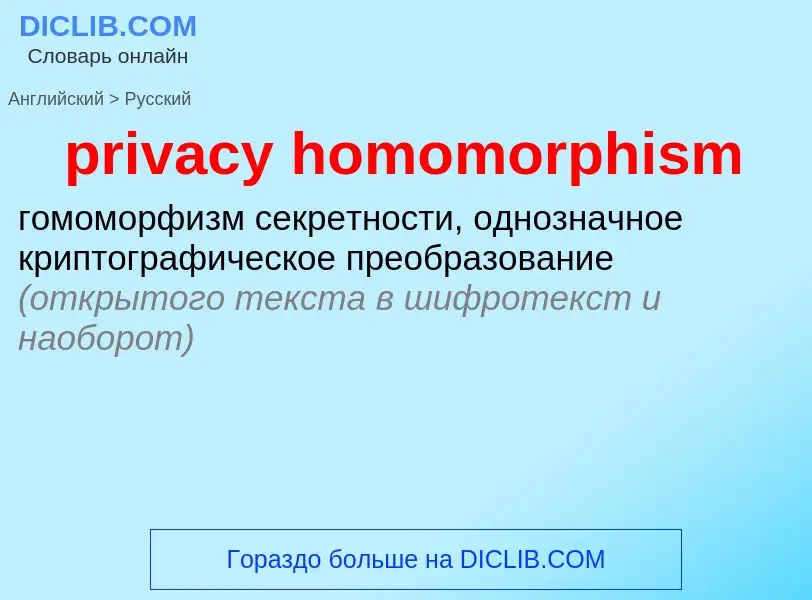 Как переводится privacy homomorphism на Русский язык