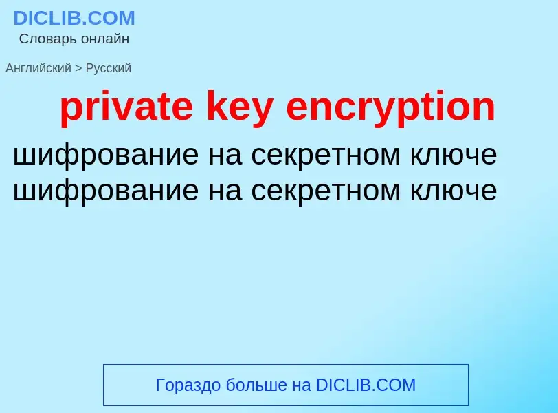 What is the Russian for private key encryption? Translation of &#39private key encryption&#39 to Rus