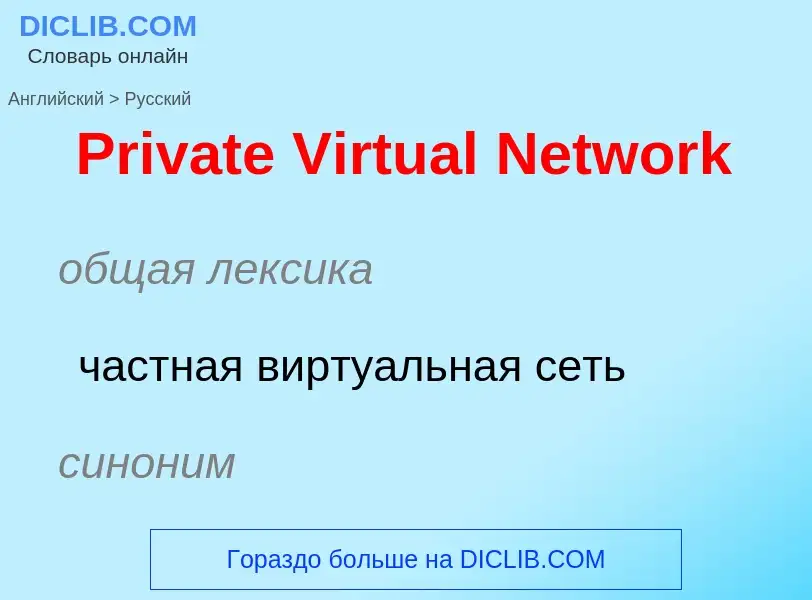 Как переводится Private Virtual Network на Русский язык